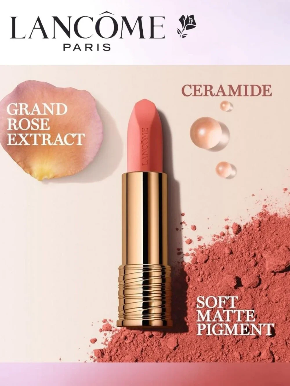 Lancome Soft Matte Lipstick in Love Whispers - Rosewood Nude - NEW